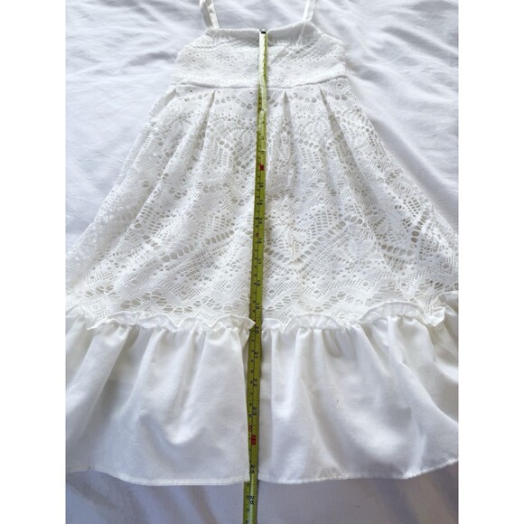 Rare Editions Girls Sz 6 White Lace Dress Thin Straps Bottom Ruffle 100% Poly - Picture 9 of 11